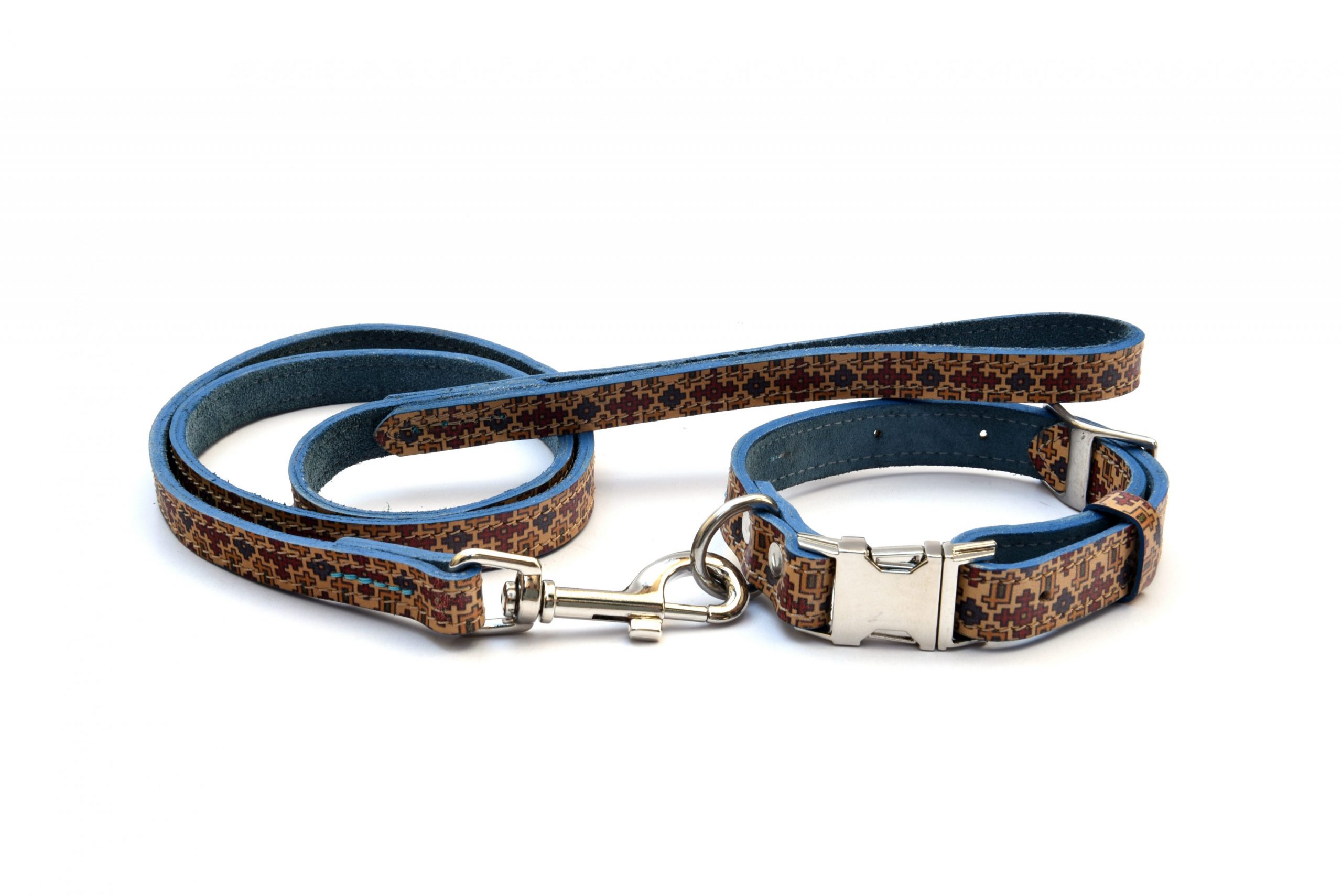 leather dog collar & lead set