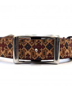 Handcrafted Motif Pattern Premium Soft Leather Dog Collar