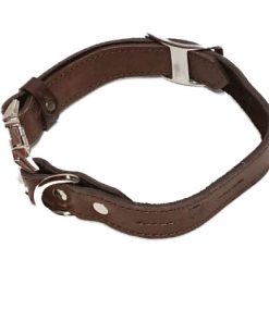 Handcrafted Premium Soft Leather Dog Collar-Fully Adjustable Metal Side Release Buckle - Medium Brown