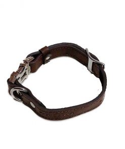 HANDCRAFTED PREMIUM SOFT LEATHER DOG COLLAR-FULLY ADJUSTABLE METAL SIDE RELEASE BUCKLE – BROWN